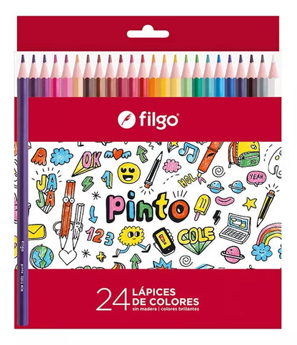 Lapices de Colores Pinto Largos x24 Filgo